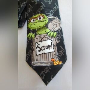 Sesame Street Oscar the Grouch Illustrated Colorful Art Neck Tie